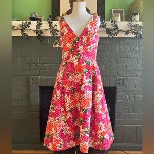 Monique Lhuillier Dress | Pink Orange floral | Wedding Prom Derby | Size 8 NWT